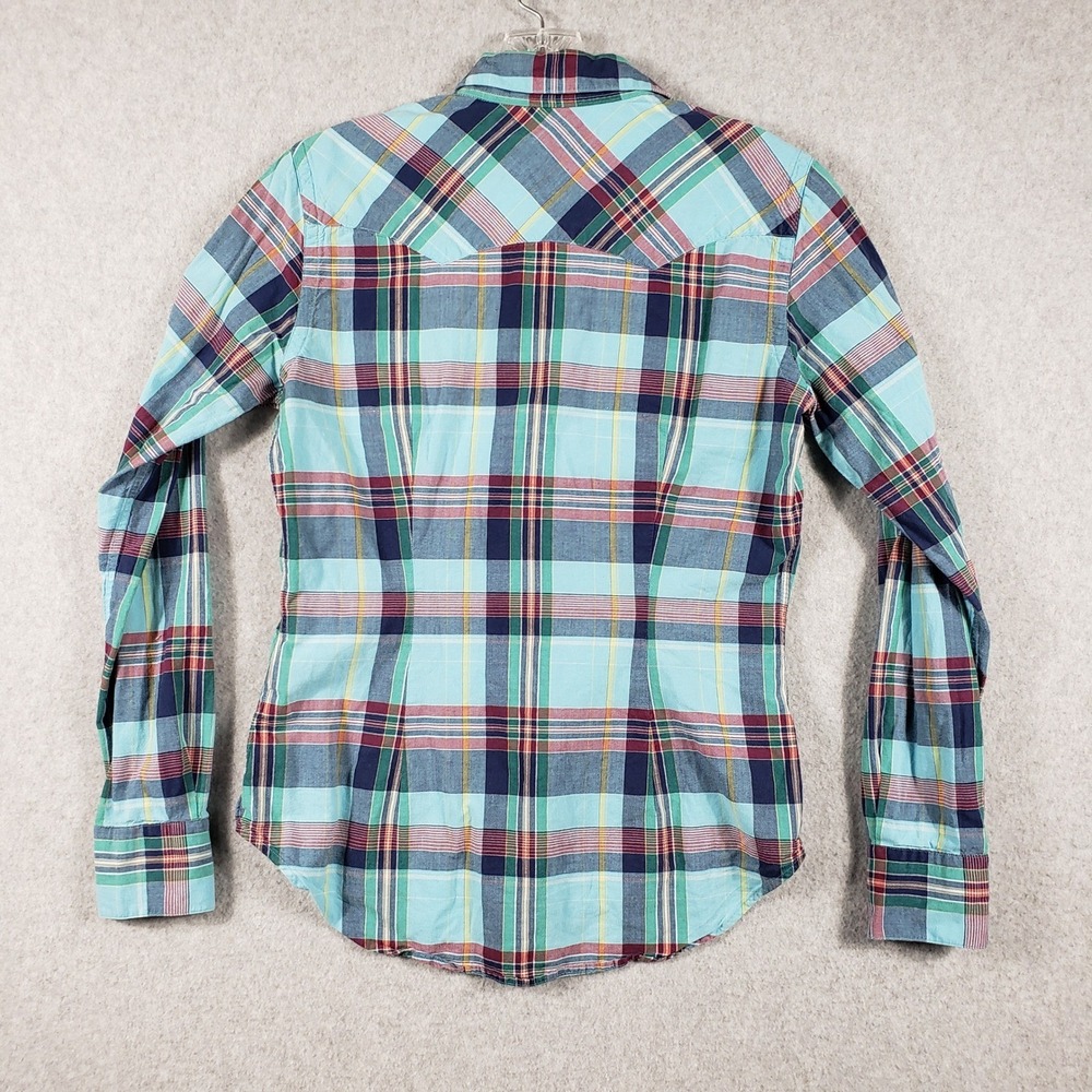 Ralph Lauren Sport Plaid Button Down Shirt Blue‎ Green Women's Size 6 Preppy - Picture 2 of 8